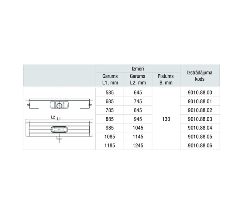 Dušo kanalas ACO ShowerDrain C 685mm, h-92mm, horizontalus nuolydis 9010.88.01