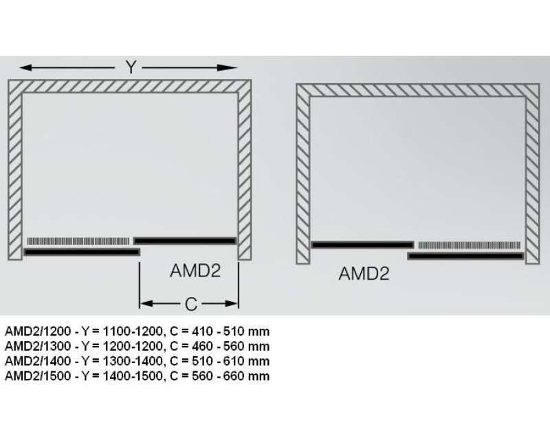 Roth Душевые двери раздвижные AMD2 1500 mm
