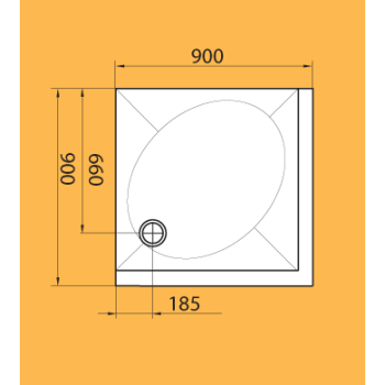 Dušas paliktnis Paa ART KV90 Akmens masas 90x90cm, ar paneli Balts