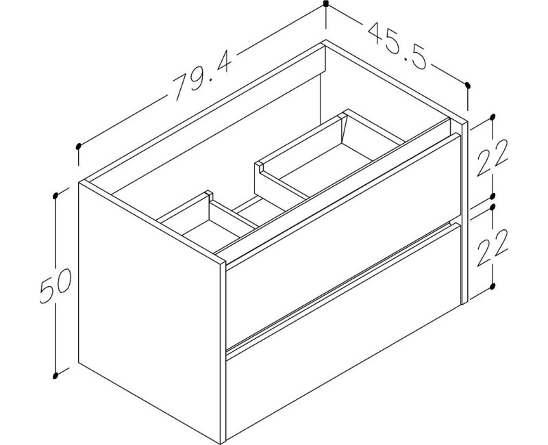 Kame City Spintelė po kriaukle 80cm, aliuminio profilis BU/8-3DR/1P1