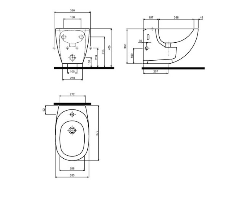 Grohe Bau Ceramic Piekaramais Bidē, 39433000