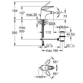 Bidē maisītājs Grohe Eurostyle New, 33565 LS3