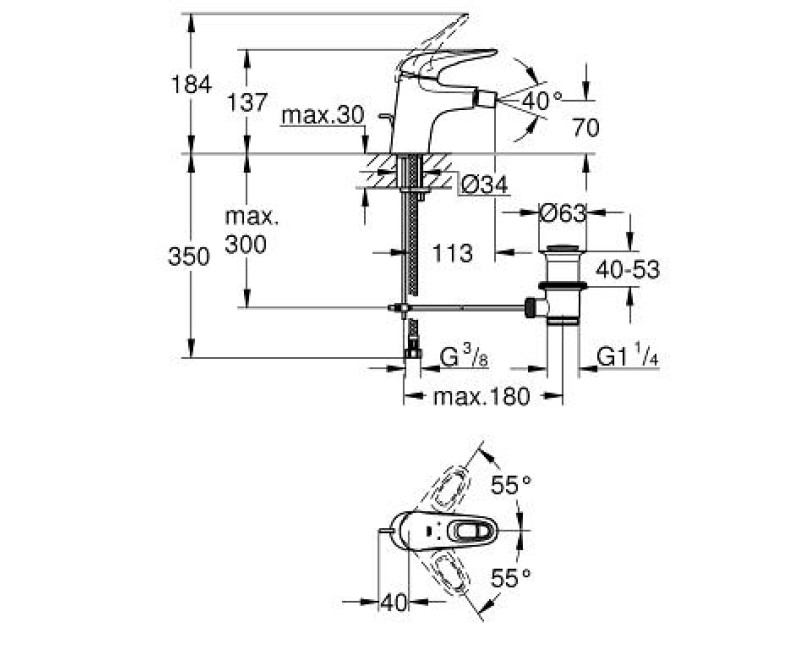 Grohe Eurostyle New Bidē jaucējkrāns, 33565 003