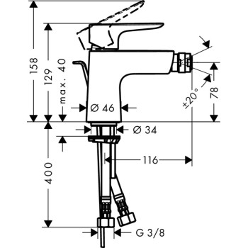 Bidē maisītājs Hansgrohe Talis E, 71720140, Zelta