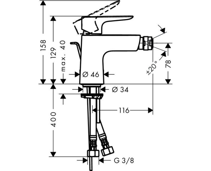 Hansgrohe Talis E Bidē jaucējkrāns, 71720140
