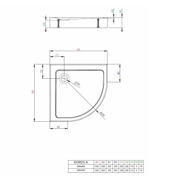 Dušo padėklas Radaway Doros A Compact pusapvalis 80x80, baltas