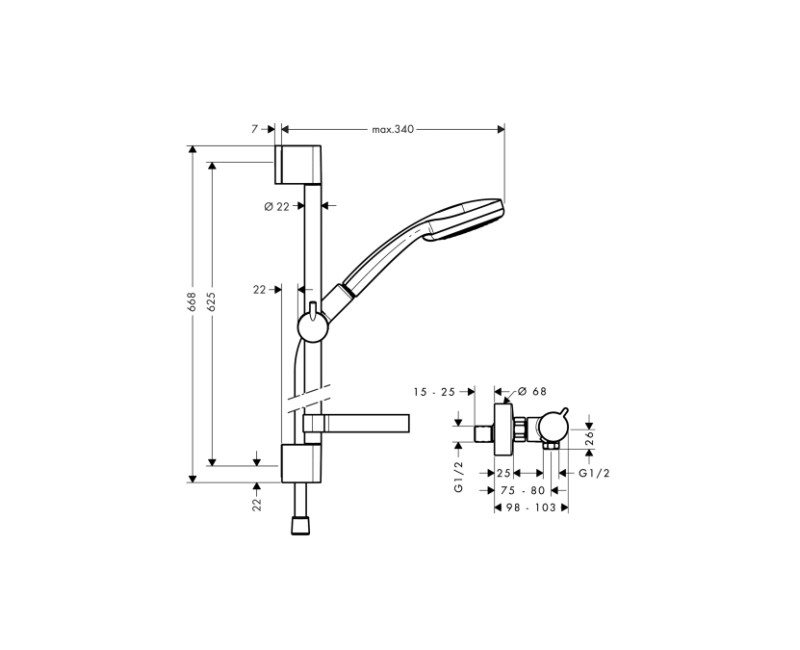Hansgrohe Душевая система Croma 100 Vario/Ecostat 27034