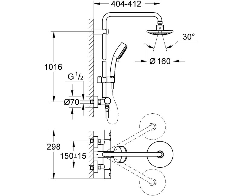 Grohe dušas komplekts New Tempesta Cosmopolitan System 160 27922