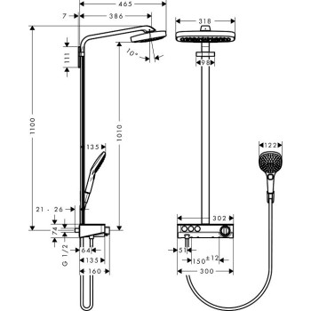Dušas sistēma Hansgrohe Raindance Select E300 3jet 27127000
