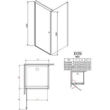 Radaway Dušas kabīne taisnstūra Eos KDJ 80x100