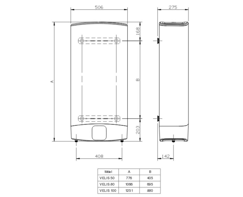 Elektriskais Ūdens Sildītājs (Boilers) ARISTON VELIS EVO 50 EU 40L vertikāls/horizontāls (3626145)
