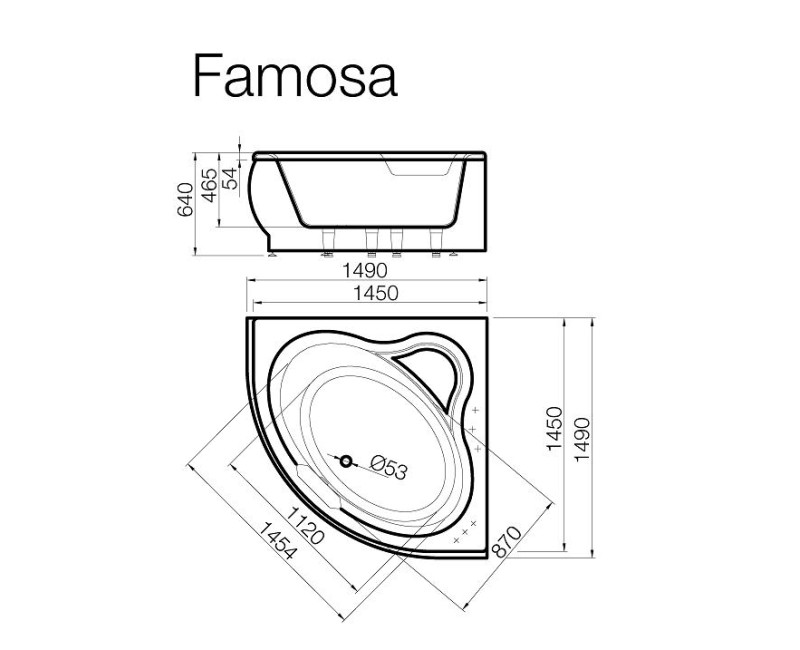 Vispool Угловая ванна FAMOSA 1490x1490