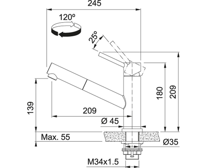 Virtuves izlietnes maisītājs FRANKE ORBIT, 115.0569.461