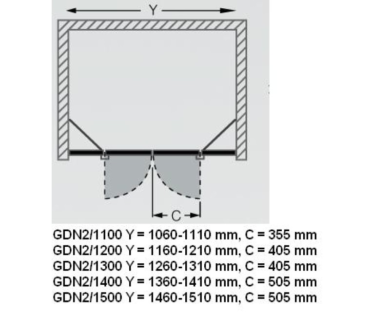 Roth Veramās dušos durys GDN2 1100mm