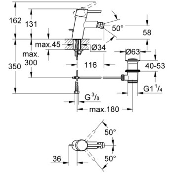 Bidē maisītājs Grohe Concetto, hromēts 32208001
