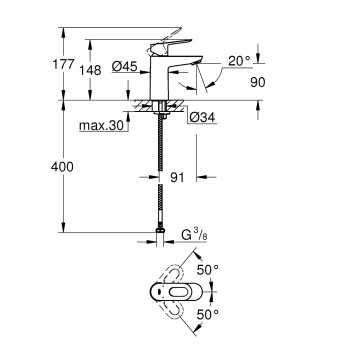 Vonios kriauklės maišytuvas Grohe BauLoop S-Size, chromuotas 23337000