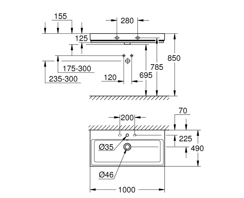 Grohe Cube Ceramic Умывальник 100x49см, 3938600H