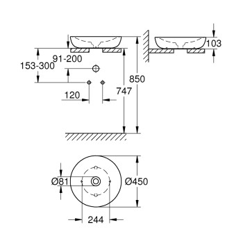 Grohe Essence Uzliekamā izlietne D45cm, 3960900H