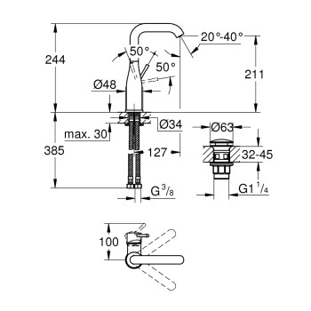 Grohe Essence New смеситель для раковины с Push-Open, хром 23799001