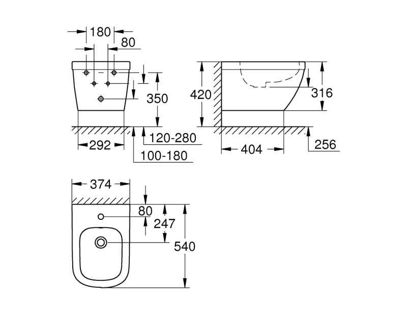 Grohe Euro Ceramic Pakabinamas Bidė, 39208000