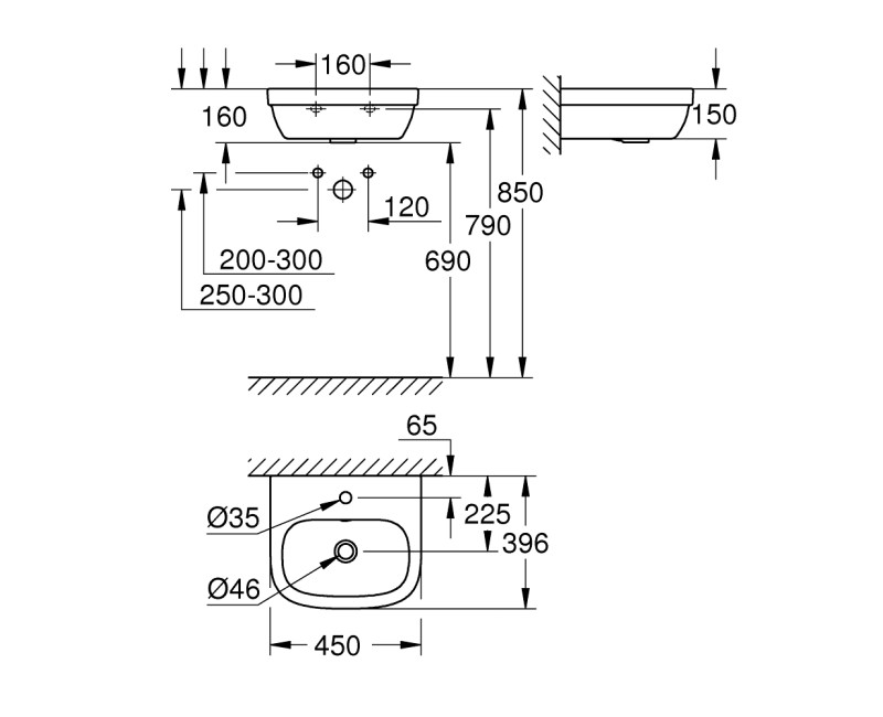Grohe Euro Ceramic Kriauklė 45x40cm, 39324000