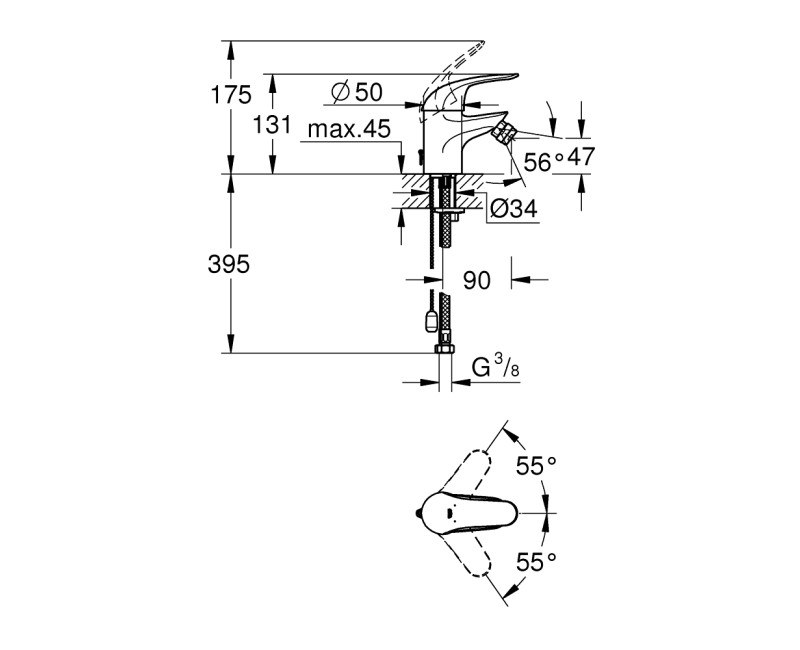 Grohe Euroeco Bidē jaucējkrāns, 32882000