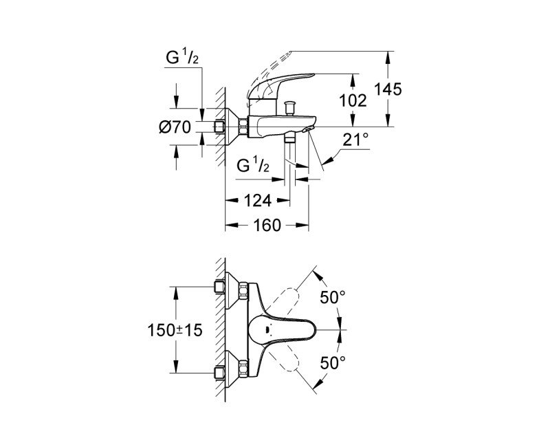 Grohe Euroeco Vannas/dušas jaucējkrāns, 32743000