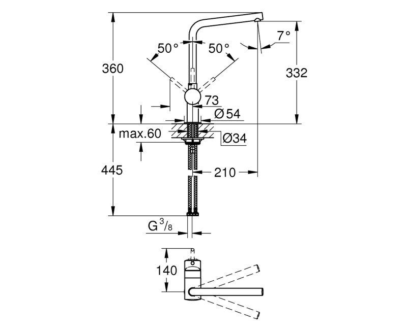 GROHE Minta Смеситель для мойки 31375000