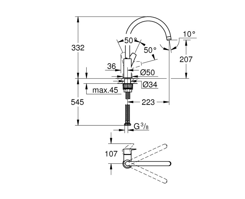 GROHE BauEdge Virtuves izlietnes jaucējkrāns 31367001