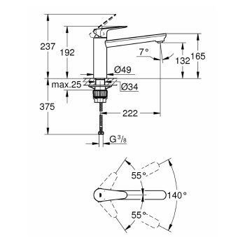 Virtuves izlietnes maisītājs GROHE BauCurve 31715000
