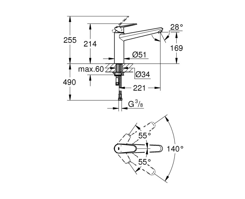 GROHE Eurodisc Cosmo Смеситель для мойки 33770002