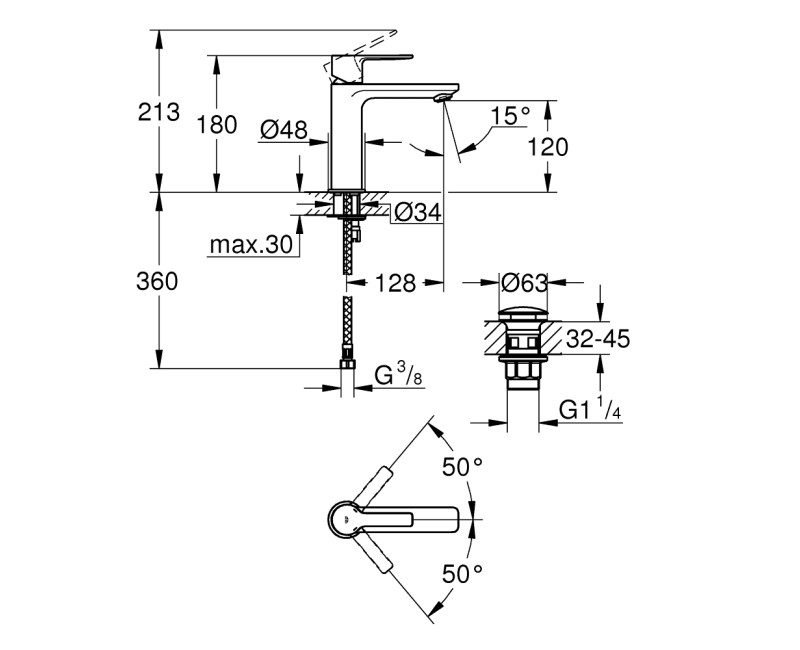 Grohe LINEARE Izlietnes jaucējkrāns, 23106001