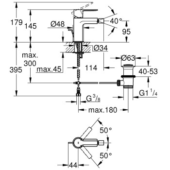 Bidē maisītājs Grohe LINEARE, 33848DC1