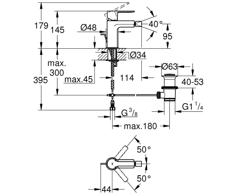 Grohe LINEARE Bidē jaucējkrāns, 33848DC1