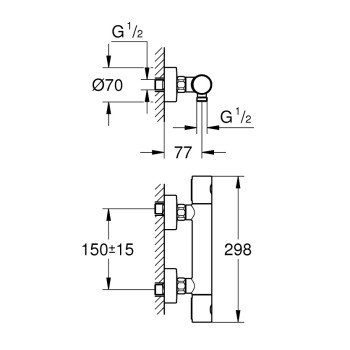Dušas maisītājs Grohe Grohtherm 1000 Cosmopolitan ar termostatu, brushed hard graphite 34065AL2