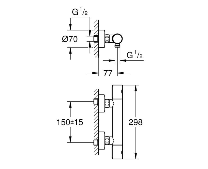 Grohe GROHTHERM 1000 M Cosmopolitan M Dušas termostats, 34065DC2