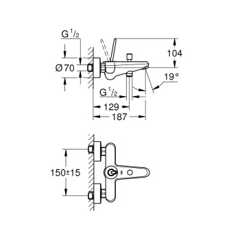 Grohe Eurodisc Joy Смеситель для ванны/душа, 23431000