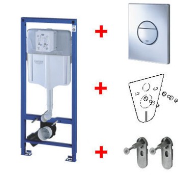 Tualetes poda komplekts Grohe taustiņš Nova Cosmo hroms 38765000, stiprinājumi, blīve, 500x230 mm, h=