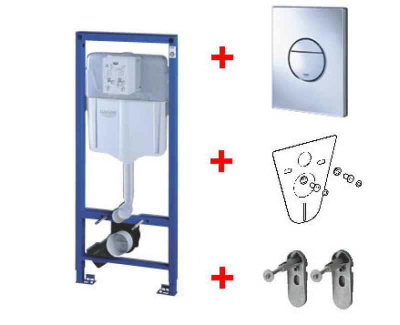 Tualetes poda komplekts Grohe taustiņš Nova Cosmo hroms 38765000, stiprinājumi, blīve, 500x230 mm, h=