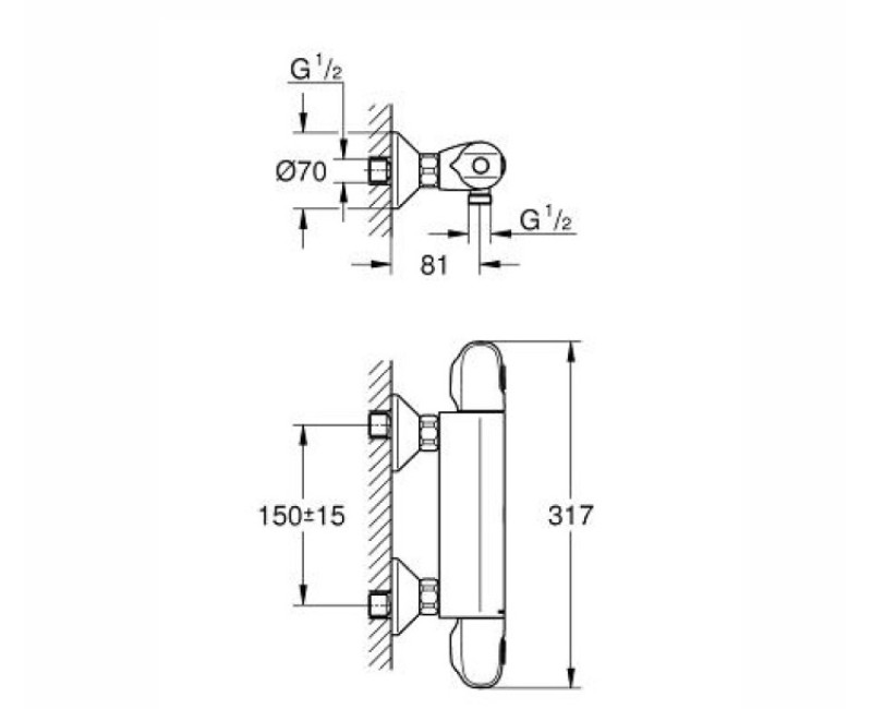 Grohe GROHTHERM 1000 New Dušas termostats, 34143003