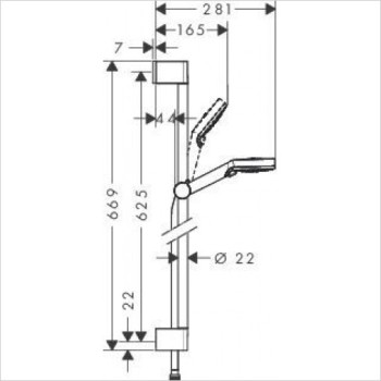 Dušas komplektas Hansgrohe Crometta 100 Vario Casetta, 650 mm, su muilo laikikliu, baltas/chromas