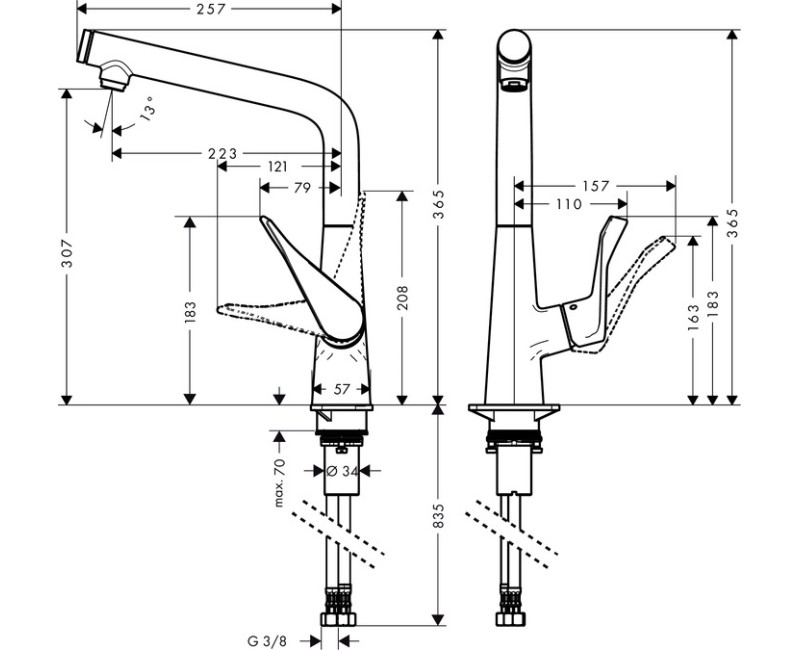 Hansgrohe Metris Select Virtuves jaucējkrāns 320, 14883800