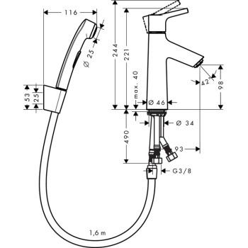 Bidė jaucėjkranė Hansgrohe Talis S, 72290000 chromuota