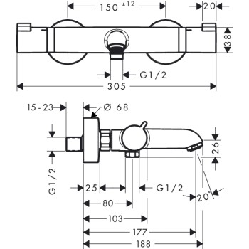 Vannas / Dušas maisītājs Hansgrohe Ecostat Comfort ar termostatu 13114140  Zelta