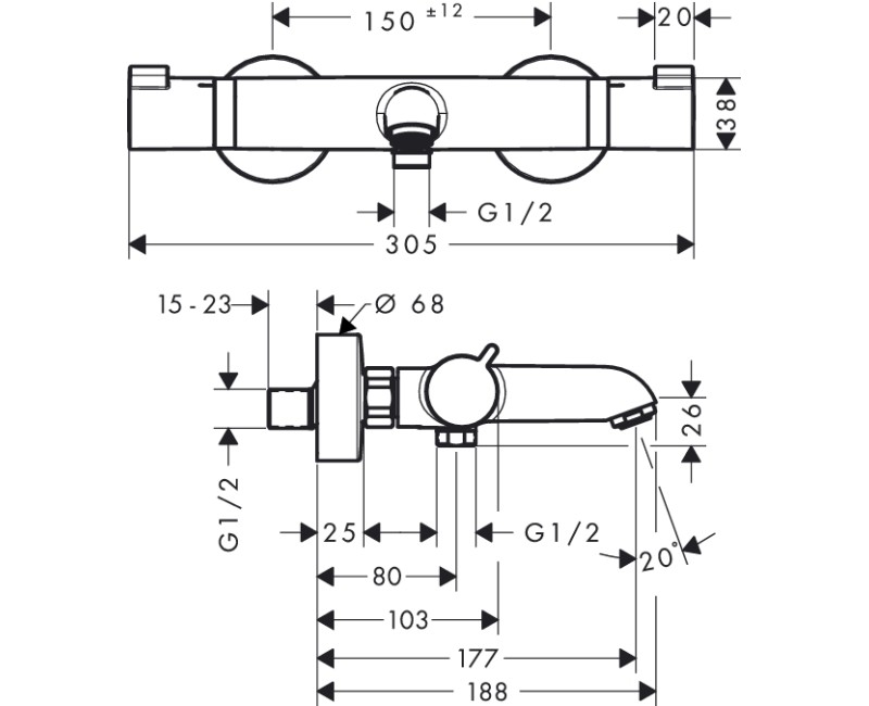 Vannas / Dušas maisītājs Hansgrohe Ecostat Comfort ar termostatu 13114990