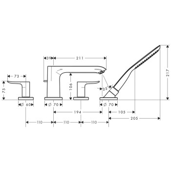 Vannas / Dušas maisītājs Hansgrohe Metris Iebūvējams 31442000