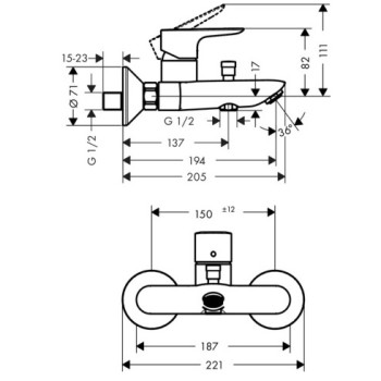 Vannas / Dušas maisītājs Hansgrohe Talis E  71740140  Zelta