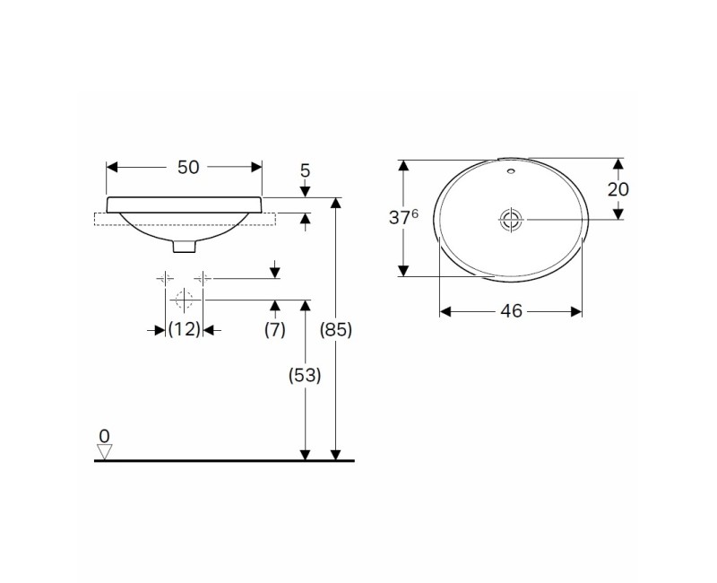 VariForm Раковина встраиваемая 50x40см, 500.708.01.2