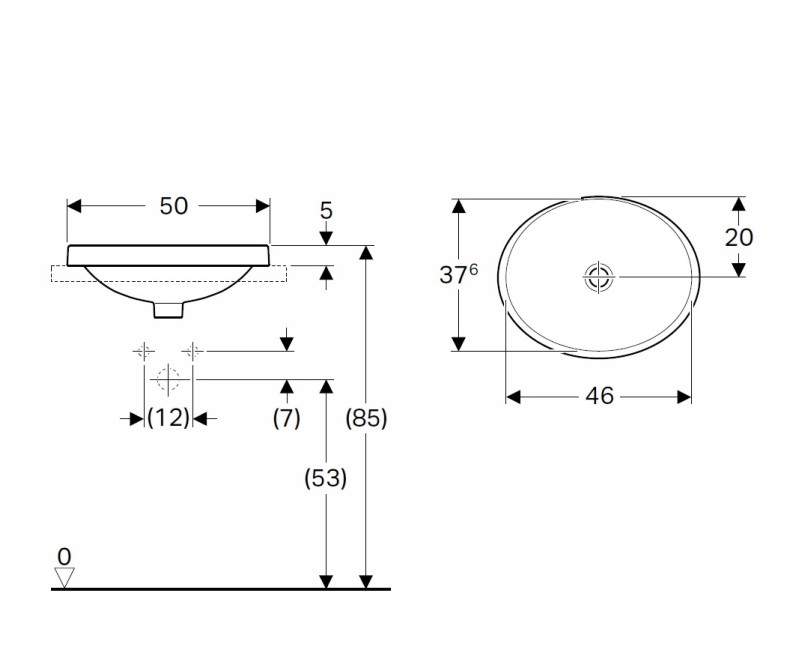 VariForm Раковина встраиваемая 50x40см, 500.710.01.2