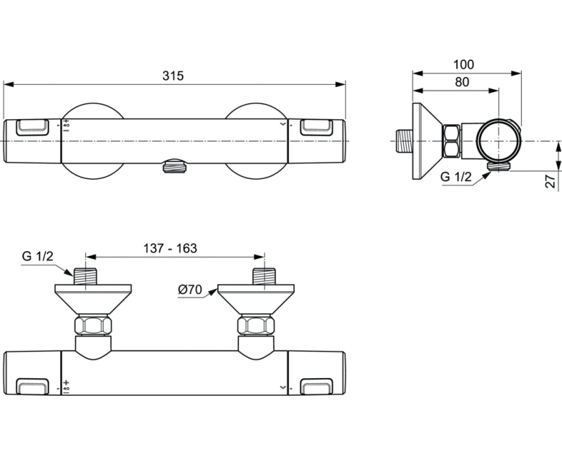 Ideal Standard Ceratherm T25 Dušas termostats, A7201AA